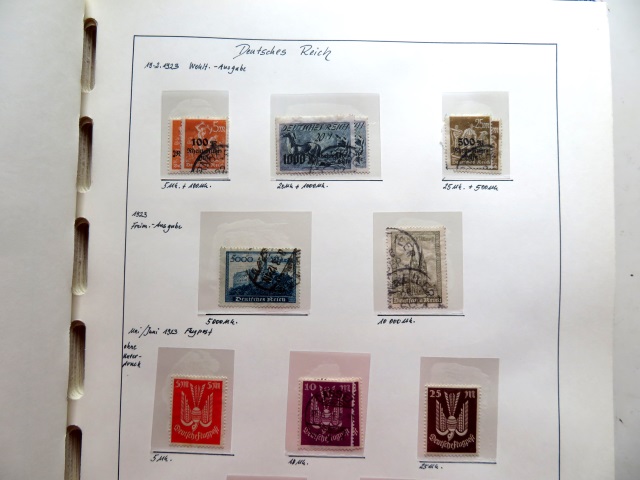 Briefmarkensammlung Deutsches Reich auf selbst gestalteten Blttern mit Klemmtaschen im Klemmbinder