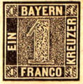 Briefmarke Altdeutschland: Schwarzer Einser von Bayern