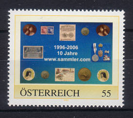 sterreichische Post - Personalisierte Marke 8076108 - 10 Jahre sammler.com