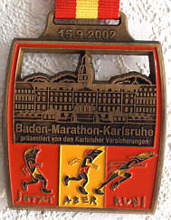 Laufmedaille vom Baden Marathon 2002 in Karlsruhe