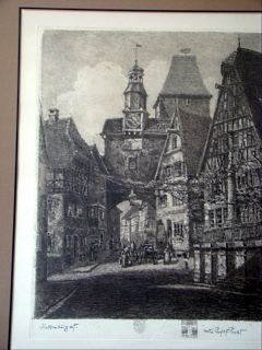 Etching of Rothenburg by Ernst Geissendrfer