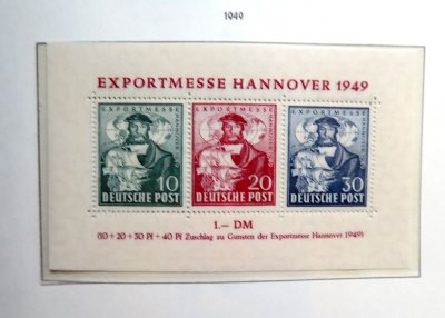 Bizone  Briefmarkenblock Hannovermesse 1949