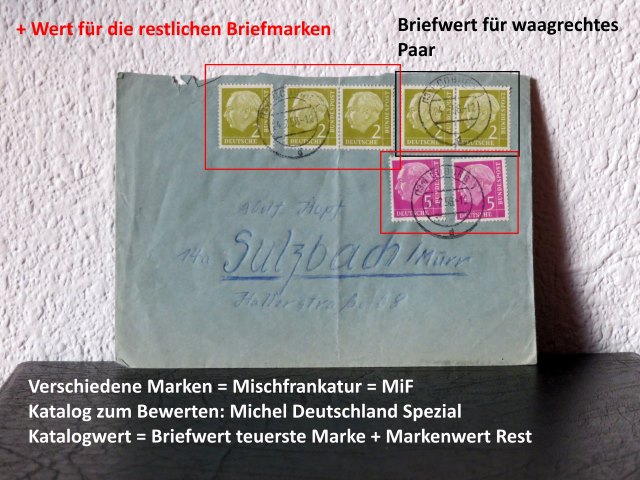Deutscher Brief mit 	Mischfrankatur