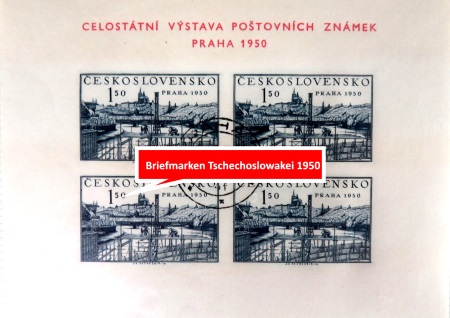 Tschechoslowakei Briefmarkenblock vom Jahr 1950