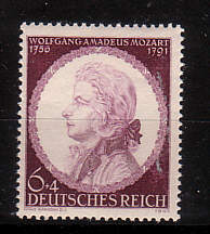 Briefmarke mit Wolfgang Amadeus Mozart 