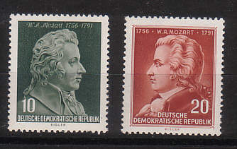 Briefmarke mit Wolfgang Amadeus Mozart 