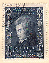 Briefmarke mit Wolfgang Amadeus Mozart 