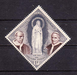 Papstmarke von Monaco mit Pius XII. und Pius IX.