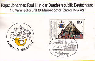 Karte zum Besuch Johannes Paul II. in Deutschland 1987