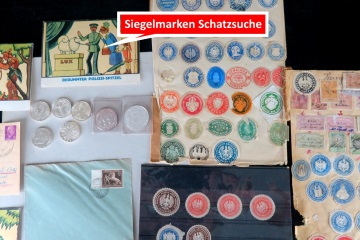 Siegelmarken, Steuermarken, Briefmarken, Münzen, Briefen, Ganzsachen und Karten