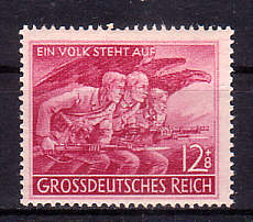 Volkssturm auf Briefmarke des Deutschen Reiches 1945
