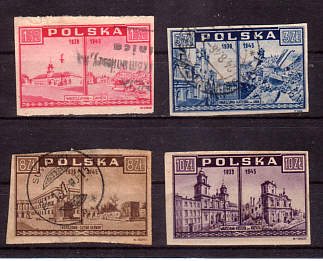 Briefmarken: Zerstrte Stdte in Polen 1945