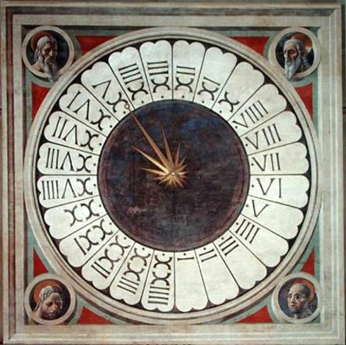 24-hours-clock painted by Paolo Uccello in Santa Maria del Fiore in Florence.