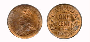 Canadian Small Cent with George V