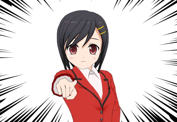Manga- / Anime-Mädchen im roten Anzug