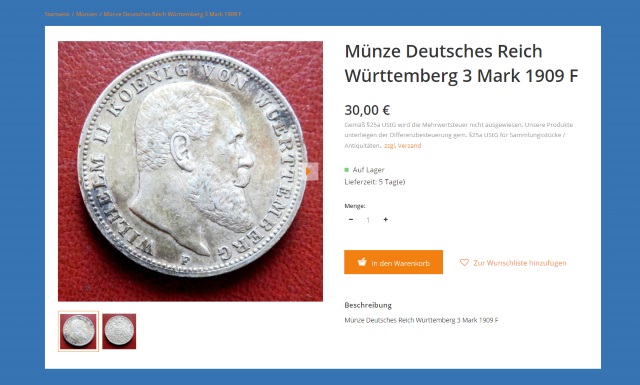 Alte Mnze im Onlineshop https://guenstig.com 