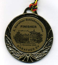 Marathonmedaille Dsseldorf Garath Marathon 2003
