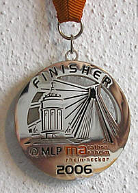 Laufmedaille vom Mannheim Marathon 2006