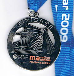 Laufmedaille vom Mannheim Marathon 2009