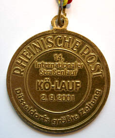 Finishermedaille K-Lauf Dsseldorf 2001