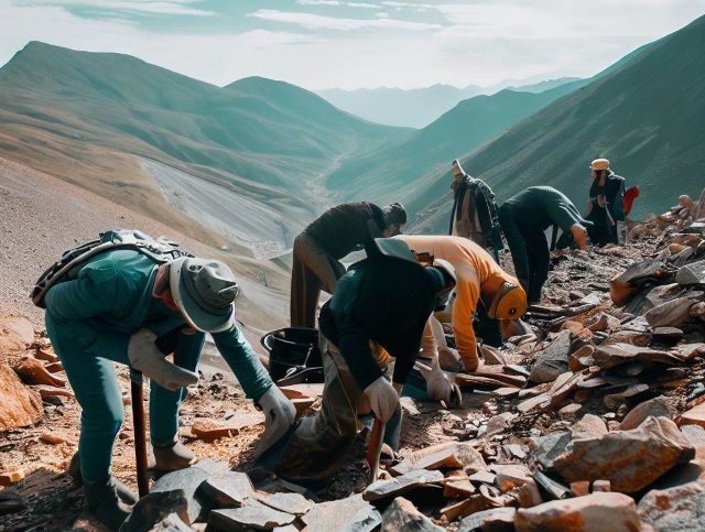 Mineral search in the mountains