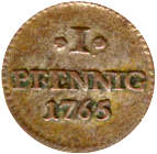 Sachsen Einpfennig 1765