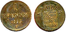 Sachsen Einpfennig 1855