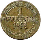 Sachsen Einpfennig 1862