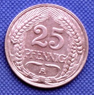Deutsches Kaiserreich 25 Pfennig 1909 - 1912