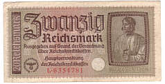 20 Reichsmark der Reichskreditkasse fr die besetzten Gebiete