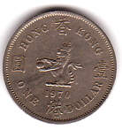 1 Dollar Münze von Hongkong von 1970