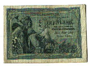 Deutsches Reich 5 Mark Reichskassenschein von 1904