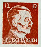 US propaganda falsification of Hitler stamp "Futsches Reich"